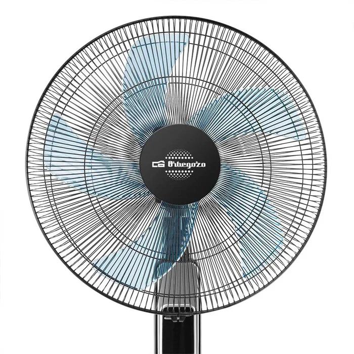 Orbegozo SF 0346 Ventilador de Pie 45 cm Negro/Plata, 5 Aspas, 3 Velocidades y Modos, Oscilante, Mando a Distancia, Temporizador 7.5h, Altura Ajustable 150 cm