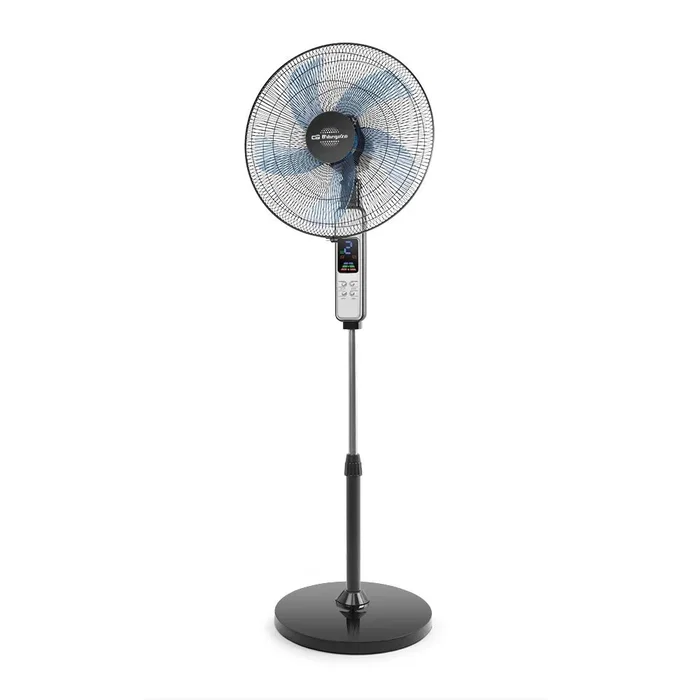 Orbegozo SF 0346 Ventilador de Pie 45 cm Negro/Plata, 5 Aspas, 3 Velocidades y Modos, Oscilante, Mando a Distancia, Temporizador 7.5h, Altura Ajustable 150 cm
