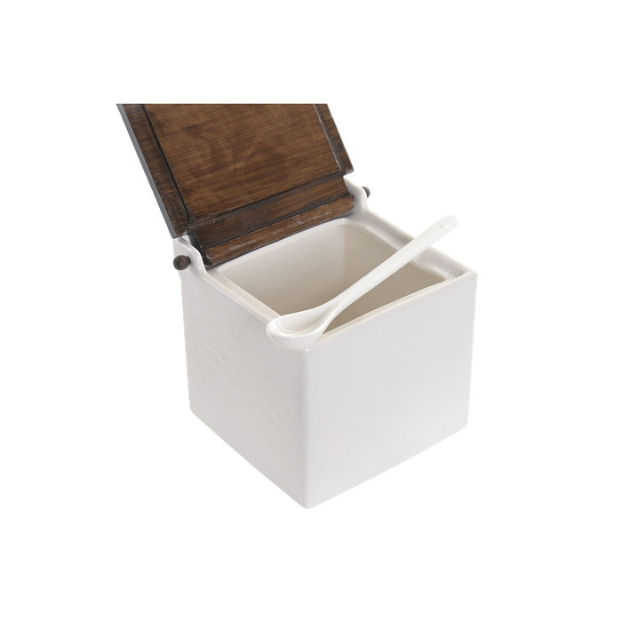 DKD Home Decor Salero de Porcelana y Bambú Blanco PENGJIA 25 DKD Home Decor Salero de Porcelana y Bambú Blanco PENGJIA 25