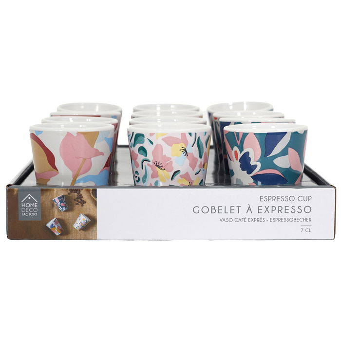 Home Deco Factory Vaso Espresso 70 Ml Flores Azul Marrón Rosa Home Deco