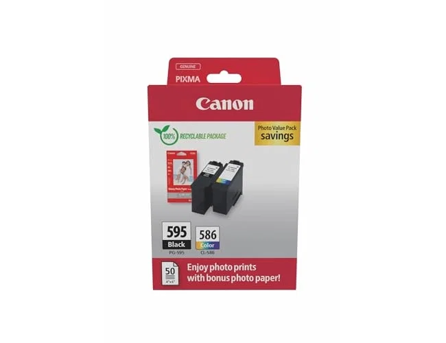 Canon PG-595 + CL-586 Photo Value Pack con 50 hojas de papel fotográfico 10x15 cm Canon PG-595 + CL-586 Photo Value Pack con 50 hojas de papel fotográfico 10x15 cm