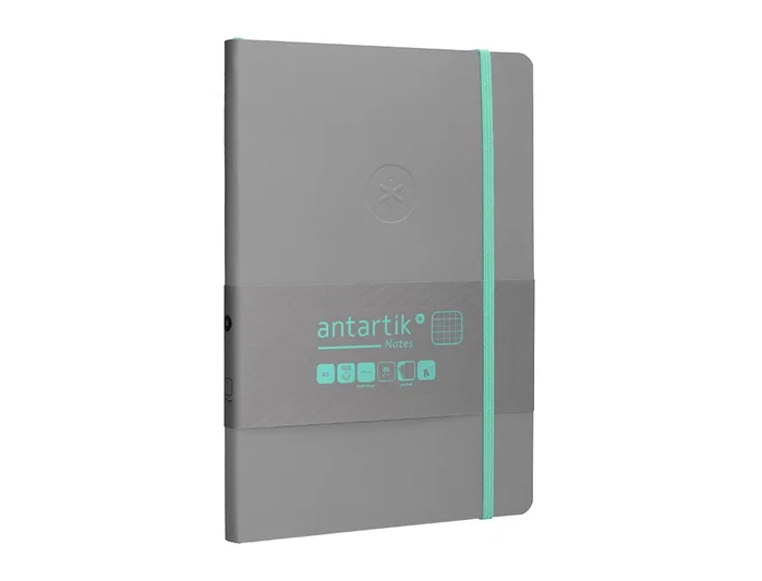 Antartik Cuaderno A5 Tapa Blanda Hojas Cuadriculadas 80 Hojas 80gr FSC Gris y Turquesa