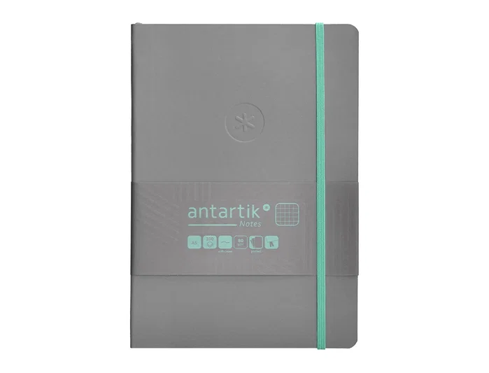 Antartik Cuaderno A5 Tapa Blanda Hojas Cuadriculadas 80 Hojas 80gr FSC Gris y Turquesa