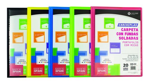 Carpeta Fundas (Tarifario) Carchivo Pp Carchiplas-Book Flexible Canguro A4 20 F. Surtido (Set de 15)