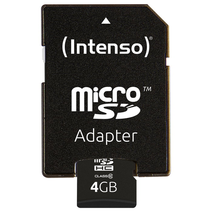 Intenso 3413450 Tarjeta MicroSDHC de 4GB Clase 10 25MB/s con Adaptador SD