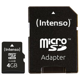 Intenso 3413450 Tarjeta MicroSDHC de 4GB Clase 10 25MB/s con Adaptador SD