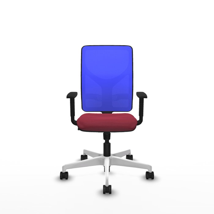 PIQUERAS Y CRESPO Silla de oficina Motilla con mecanismo Sincro, Tela Granate y Malla Azul