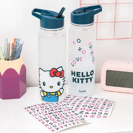 PALADONE Botella de Agua Hello Kitty con Pajita, 650 ml, Plástico, No apta Lavavajillas