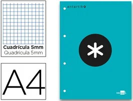 Antartik Bloc encolado A4 Natural Turquesa 80 Hojas Cuadro 5 mm 100 gr Ecológico
