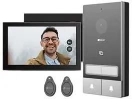 Ezviz EP7 Videoportero para 2 Familias - KIT con 2 Pantallas Interiores y Unidad Exterior de Dos Botones