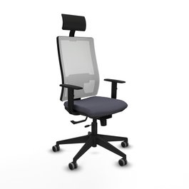 PIQUERAS Y CRESPO Silla de oficina Horna con mecanismo Sincro/Traslack, Gris oscuro y Blanco