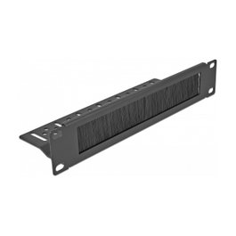 DeLOCK Regleta de cepillos de 10″ con fijación de cables 1U negro