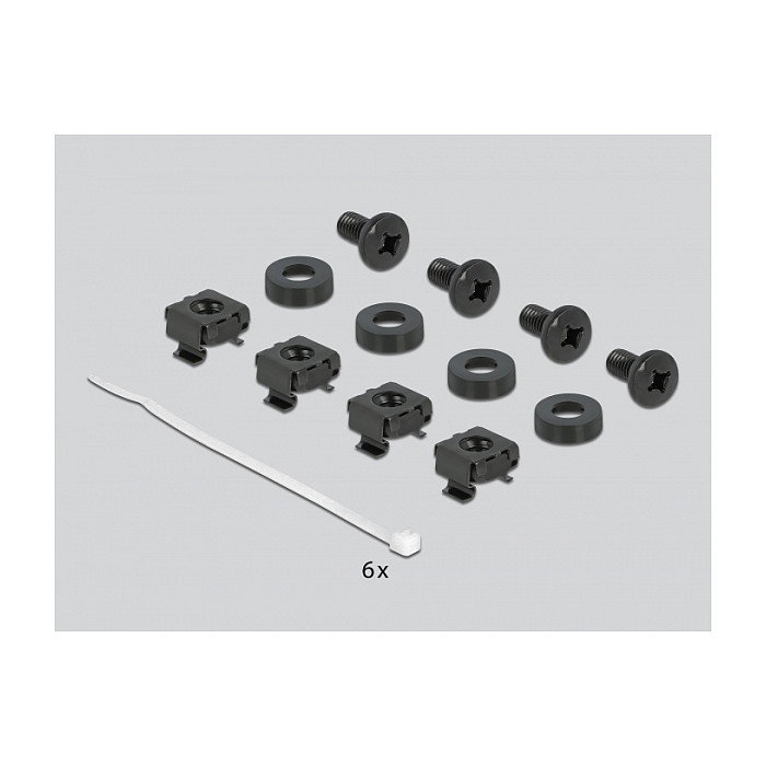 DeLOCK Regleta de cepillos de 10″ con fijación de cables 1U negro