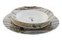 DKD Home Decor Vajilla Calima 18 Piezas de Porcelana Terracota, Beige y Multicolor