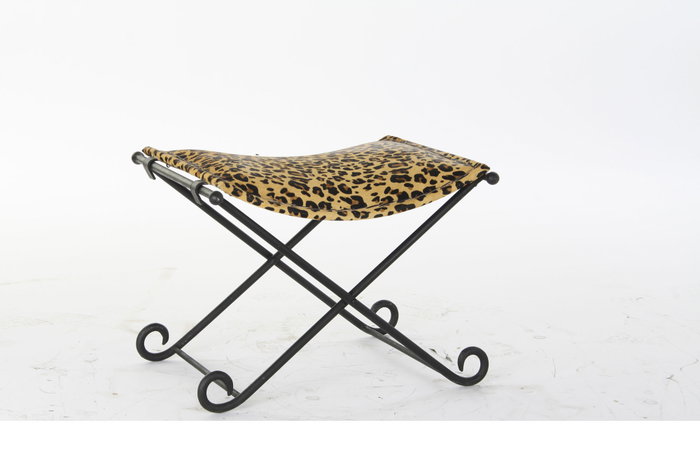 DKD Home Decor Reposapiés de Metal y Piel Leopardo Marrón DKD Home Decor Reposapiés de Metal y Piel Leopardo Marrón