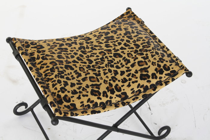 DKD Home Decor Reposapiés de Metal y Piel Leopardo Marrón DKD Home Decor Reposapiés de Metal y Piel Leopardo Marrón