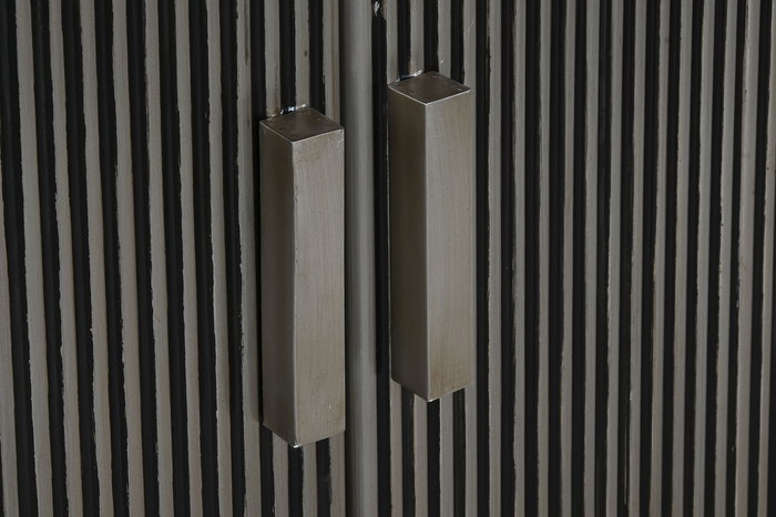 DKD Home Decor Buffet Moderno 4 Puertas 2 Estanterias Plateado Negro Laton Marmol 180 x 40 x 85 cm