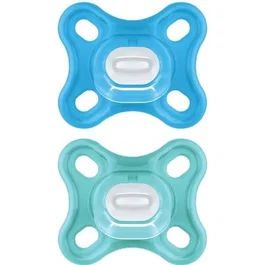 Mam Chupete Fisiológico Confort +0m Azul Set de 2 con Caja de Almacenamiento y Esterilización