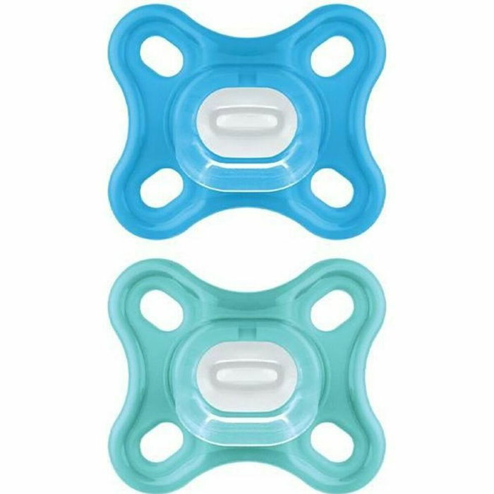MAM Chupete Fisiológico Confort +0m Azul Set de 2 + Caja de Almacenamiento MAM Chupete Fisiológico Confort +0m Azul Set de 2 + Caja de Almacenamiento