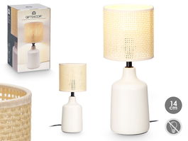 Giftdecor Lámpara Sobremesa Blanco Roto Redonda Alta 14 x 25 x 14 cm (Set de 12)