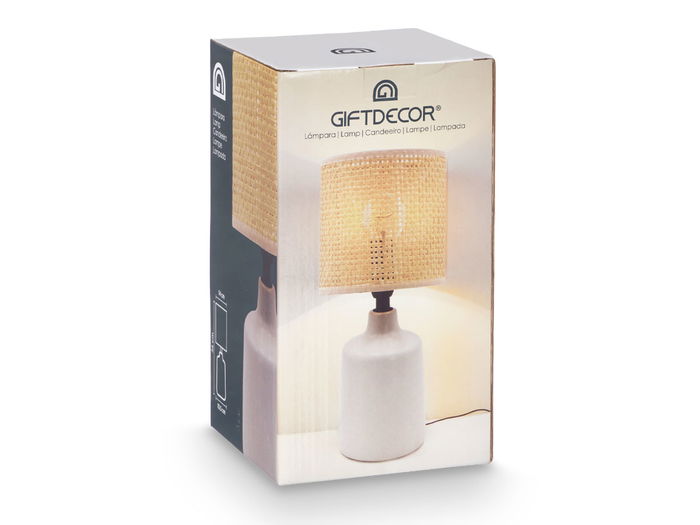 Giftdecor Lámpara Sobremesa Blanco Roto Redonda Alta 14 x 25 x 14 cm (Set de 12)