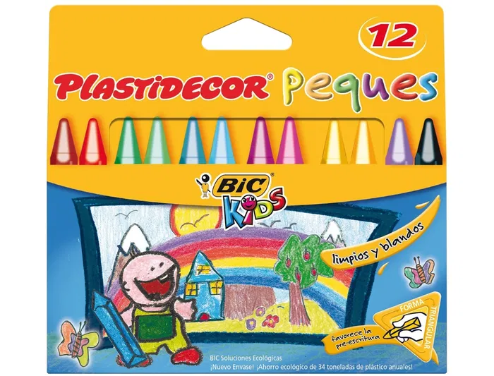 Plastidecor Lápices Cera Peque Triangulares Caja 12 Colores Surtidos Lavables