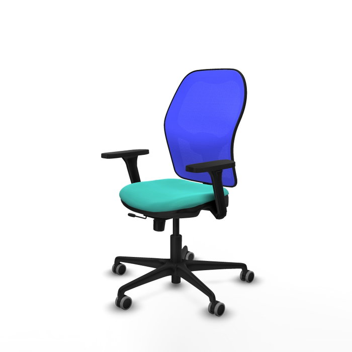 PIQUERAS Y CRESPO Silla de oficina Jorquera con mecanismo Sincro/Traslack, Turquesa y Azul