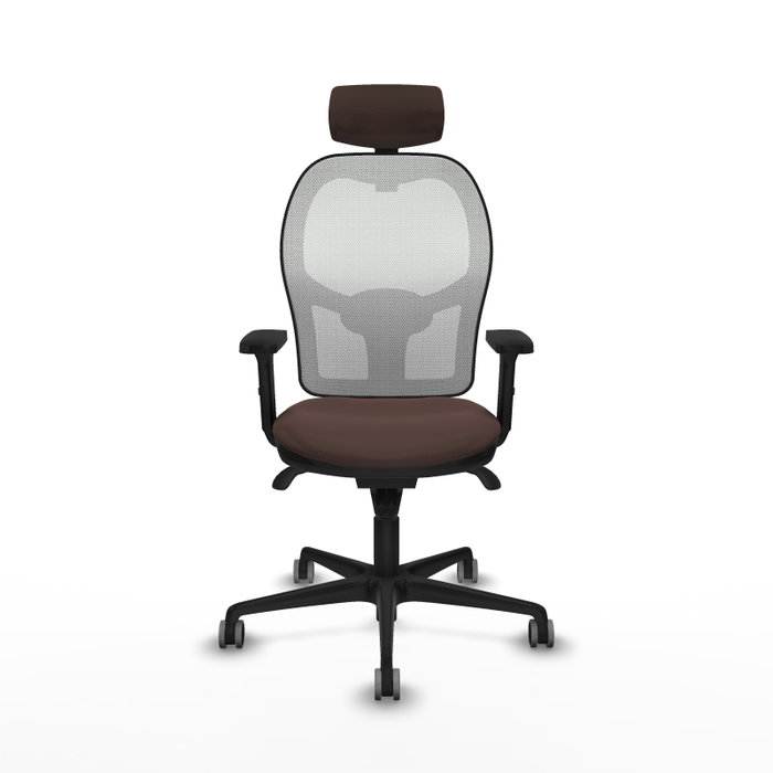 PIQUERAS Y CRESPO Silla de oficina Jorquera con mecanismo Sincro, Marrón oscuro y Blanco PIQUERAS Y CRESPO Silla de oficina Jorquera con mecanismo Sincro, Marrón oscuro y Blanco