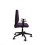 Silla de oficina Elche con mecanismo Contacto permanente básico tapizada con Tela color Morado. Equipada con Base piramidal negra, Brazos 1D y Ruedas 65 mm parqué