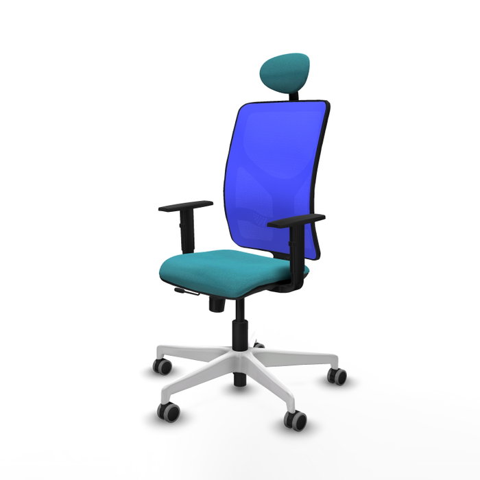 PIQUERAS Y CRESPO Silla de oficina Motilla con mecanismo Sincro/Traslack Turquesa y Azul