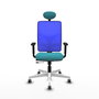 PIQUERAS Y CRESPO Silla de oficina Motilla con mecanismo Sincro/Traslack Turquesa y Azul