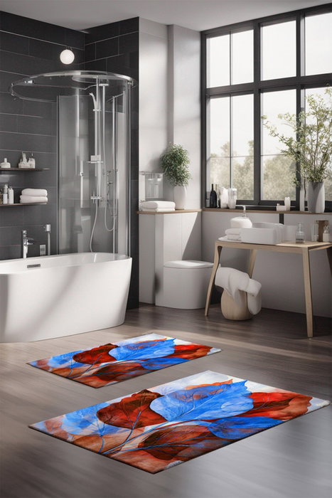 Mijölnir CT-5412 Juego de Alfombrillas de Baño 2 Piezas Poliéster Antideslizante Antibacteriano Lavable a Máquina 40x60 cm 60x100 cm