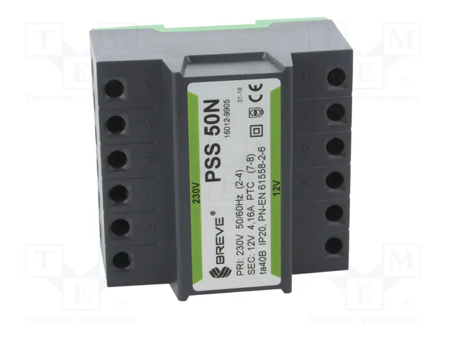 BREVE TUFVASSONS Transformador de red 50VA 230VAC a 12V