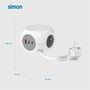 Simon Base Múltiple Combiball Blanca - 3 Tomas Schuko 16A + 1 USB-A + 2 USB-C (30W Carga Rápida) con Cable 1.4m y Adhesivo Antideslizante
