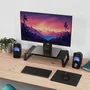 Trust Monta Soporte para Monitor de Escritorio con Placa de Cristal Templado Negro - Soporte Ergonómico para Pantalla y Portátil