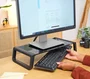 Trust Monta Soporte para Monitor de Escritorio con Placa de Cristal Templado Negro - Soporte Ergonómico para Pantalla y Portátil
