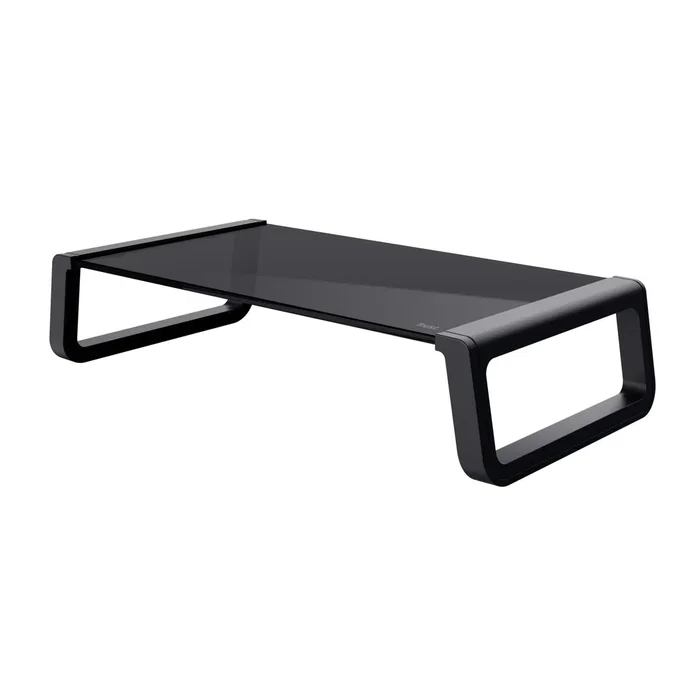 Trust Monta Soporte para Monitor de Escritorio con Placa de Cristal Templado Negro - Soporte Ergonómico para Pantalla y Portátil