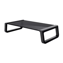 Trust Monta Soporte para Monitor de Escritorio con Placa de Cristal Templado Negro - Soporte Ergonómico para Pantalla y Portátil