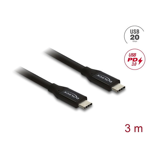 DeLOCK Cable USB4 Gen 2x2 USB C a USB C 20 Gbps 60 W 3 m Negro