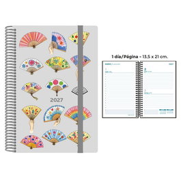 SENFORT Agenda Anual 2027 Decorada Abanicos con Tapa PP y Goma