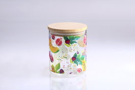 DKD Home Decor Bote de Borosilicato y Bambú Papaya 700 ml