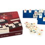 Deqube Juego de Rummy D00345 para 4 Jugadores, Caja de Metal, Fichas de Alta Calidad, Versión Clásica - Español, English, Portugués