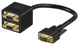 Digitus Cable Divisor Y VGA para 2 Monitores, HD15 Macho a 2x HD15 Hembra, 0.2m