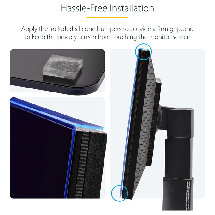 StarTech.com Filtro de Privacidad para Monitor de 23.8 Pulgadas, Colgante, Acrílico, Antihuellas, Ángulo +/- 30°, Antirrayones, Azul, 16:9, Negro - Filtro para Pantalla sin Marco