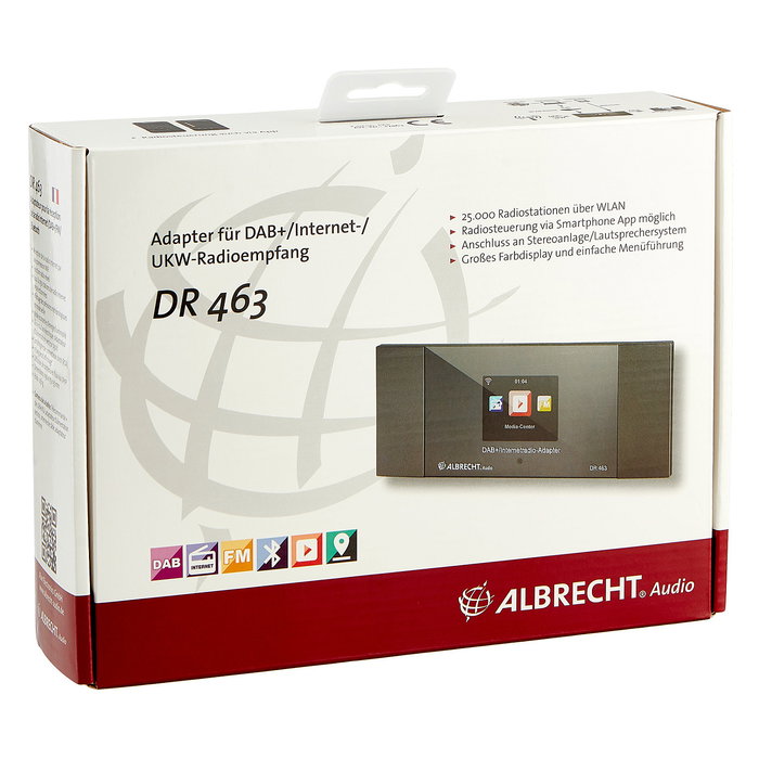 Albrecht DR 463+ Radio Internet DAB+ y UKW con Bluetooth, WiFi, Spotify, Amazon Music, Pantalla, Portátil, Gris