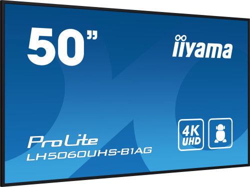 Iiyama LH5060UHS-B1AG Monitor 50" UHD 3840x2160 500cd/m2 Android 11 OS Operación 24/7 Lanscape/Portrait Soporte Pared Incluido Iiyama LH5060UHS-B1AG Monitor 50" UHD 3840x2160 500cd/m2 Android 11 OS Operación 24/7 Lanscape/Portrait Soporte Pared Incluido