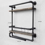 Hanah Home Boruraf104 Estantería de tubo rústica moderna con botellero, madera de abeto y metal, Nogal y negro, 60x67x17 cm