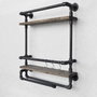 Hanah Home Boruraf104 Estantería de tubo rústica moderna con botellero, madera de abeto y metal, Nogal y negro, 60x67x17 cm