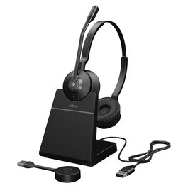 Jabra Engage 55 SE Stereo Link400a MS Auriculares Inalámbricos para Oficina/Centro de Llamadas, Optimizados para Microsoft Teams, con Estación de Carga