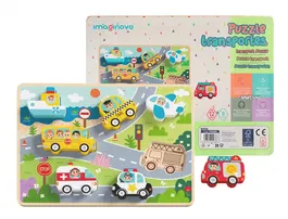 Imaginovo Puzle Infantil Madera 3D Vehículos +12 Meses 8 Piezas 29,5x22x1,7cm